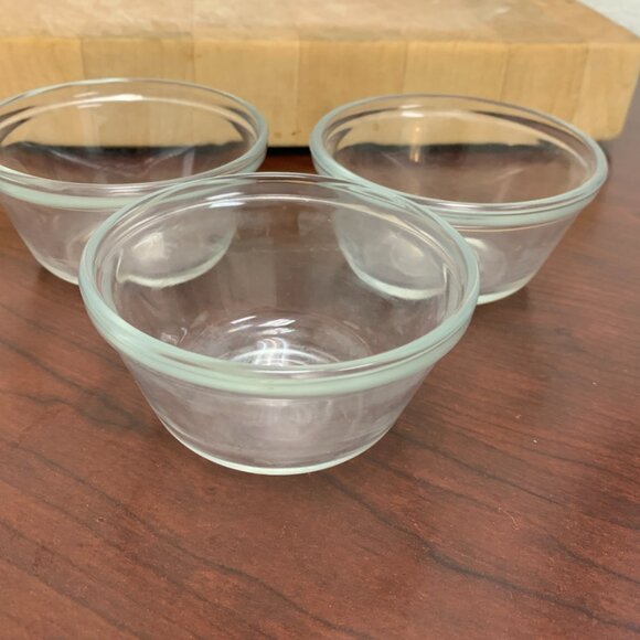 BOWLS - 3 Lot Anchor Hocking Clear Glass Custard Cups & lids, Ramkins 6oz 1034 - Picture 6 of 13